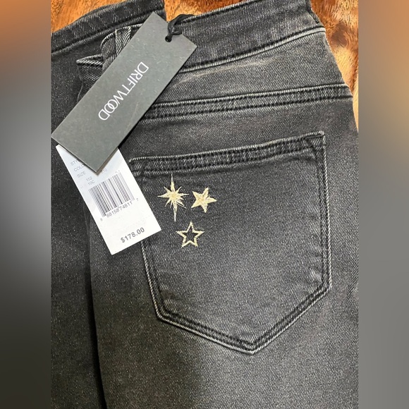 135 NWT Free People x Driftwood Farrah High Rise Flare Jean Star Black Celestial - Picture 7 of 13